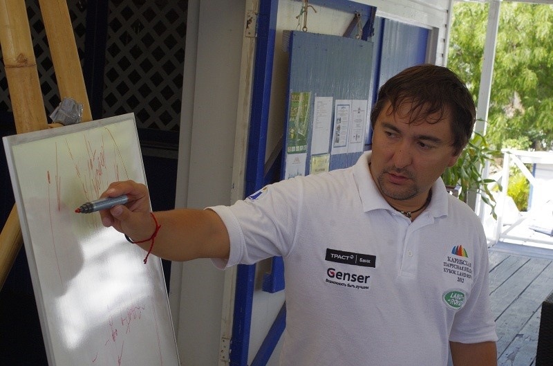 Sergey Dzhienbaev leads a seminar for captains of the RBC Sailing Week.