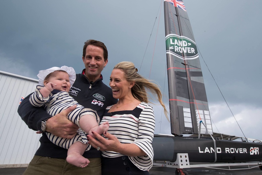 Ben Ainsley's wife Georgie and his daughter Bellatrix christened the boat, breaking a bottle of champagne on her hull. 