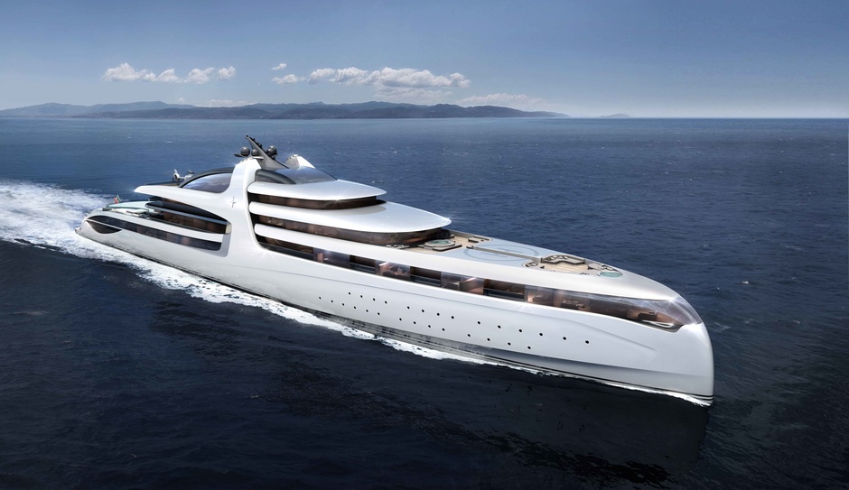 Admiral Yachts' 145m X-FORCE concept. Dobroserdov Design is responsible for the exterior.