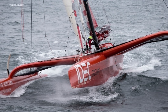 And that's what IDEC looks like, the winner's trimaran.