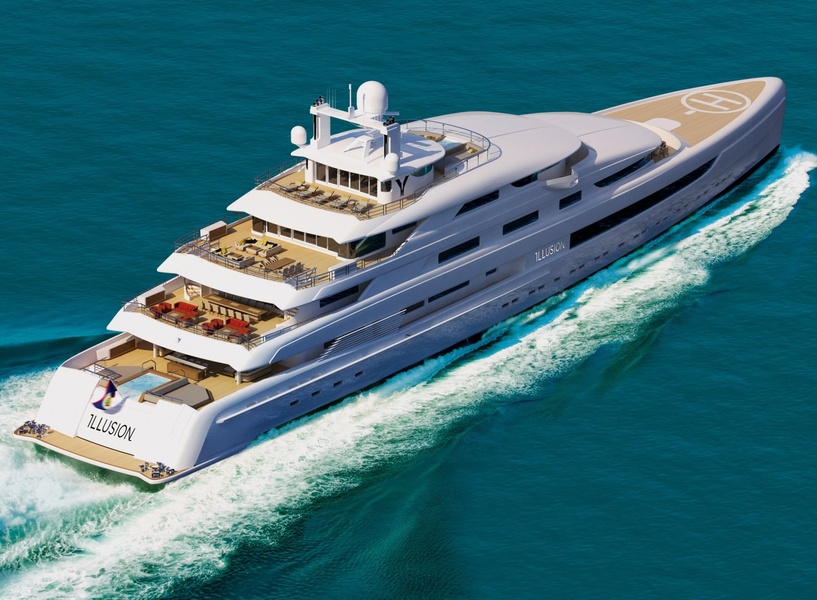 Illusion for the Chinese shipyard Pride Mega Yachts. The largest yacht ever built in China. 
