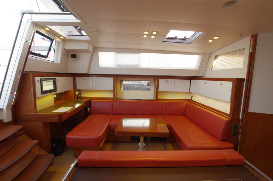 The square proportions of the cabin are reminiscent of Wally yachts.