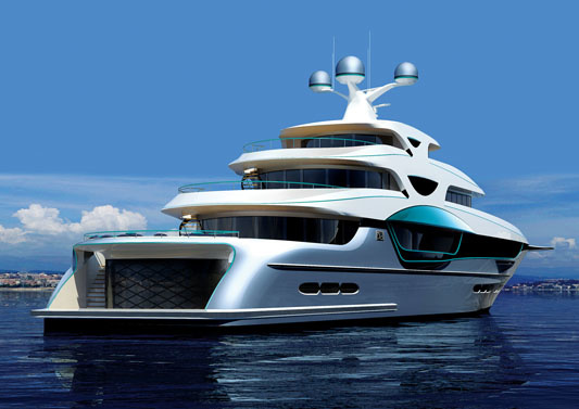 The design of the yacht 55 Hybrid with combined propulsion systems.