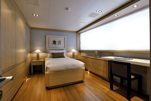 The yacht will comfortably accommodate ten passengers in five cabins.