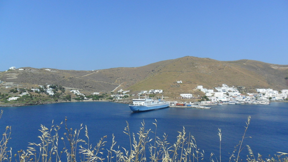 A giant ferry like this almost stopped our boat from entering the port of Merijas.