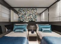 The four luxury guest cabins are located on the lower deck: two «twins» (double with single beds) and two «doubles» (one double bed each in the cabin).