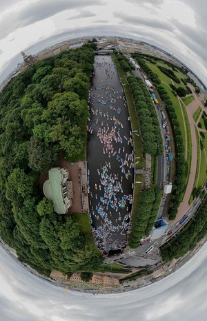 People with paddles.