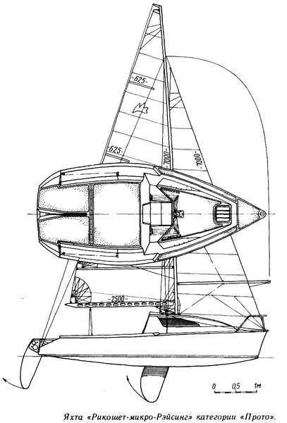 Схема и технические характеристики яхты «Лена»  (швертбот пр. «Рикошет-микро 2»)