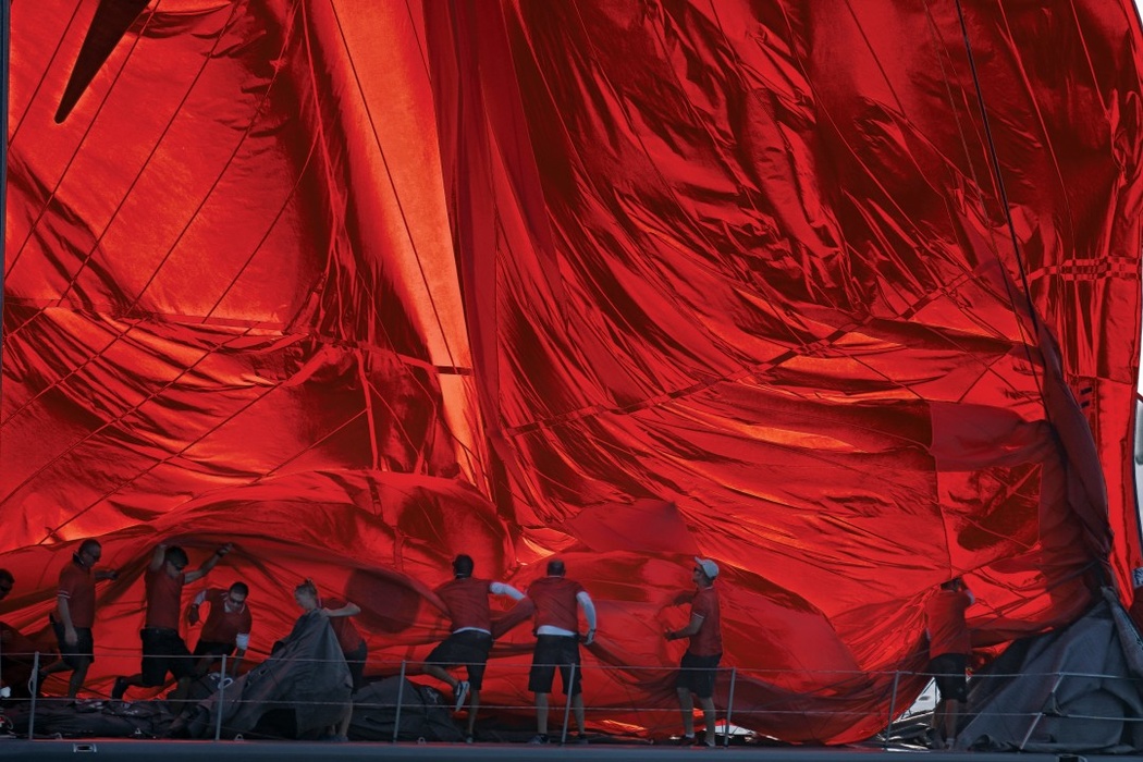 «Curtain! Teamwork. Red spinnaker coming down. This is very symbolic for this year: red is the color of danger, a stop sign. Now we are all waiting for the day when the curtain goes up again. Anxiety is still in our hearts, and the future is full of uncertainty. Will that red signal remain next year as well? » - ponders the author of the photo taken during the Les Voiles de Saint Tropez regatta in France.