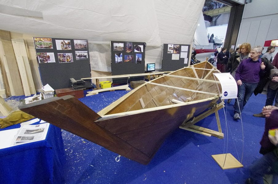 Reconstructors built Viking boats right at the exhibition.
