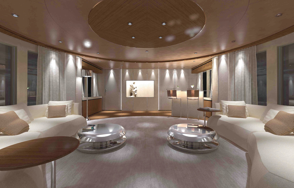 Салон одной из 50-метровых яхт верфи Heesen, дизайн которого разрабатывал Франческо Пачковски