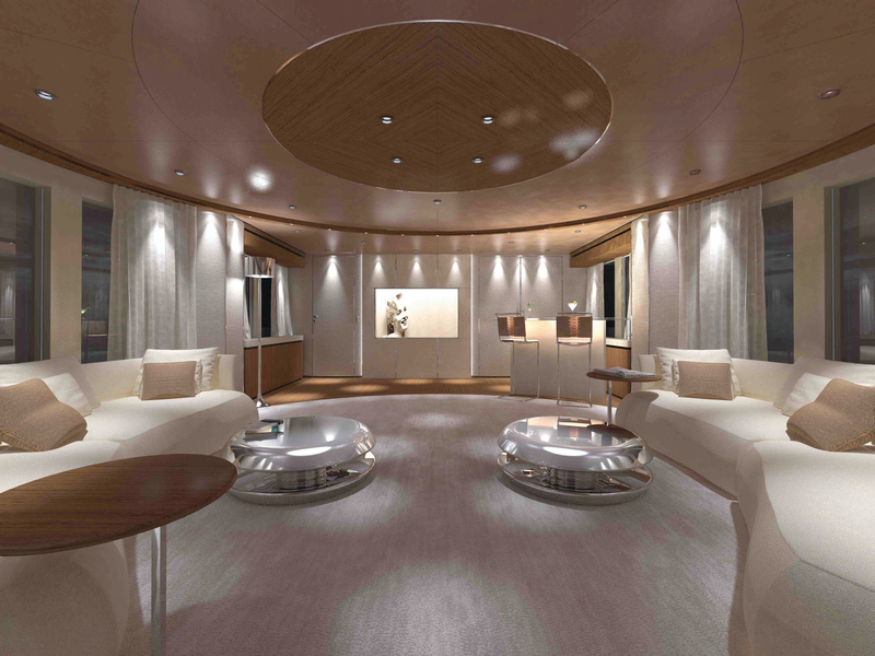 Salon of one of Heesen's 50-meter yachts designed by Francesco Paczkowski.