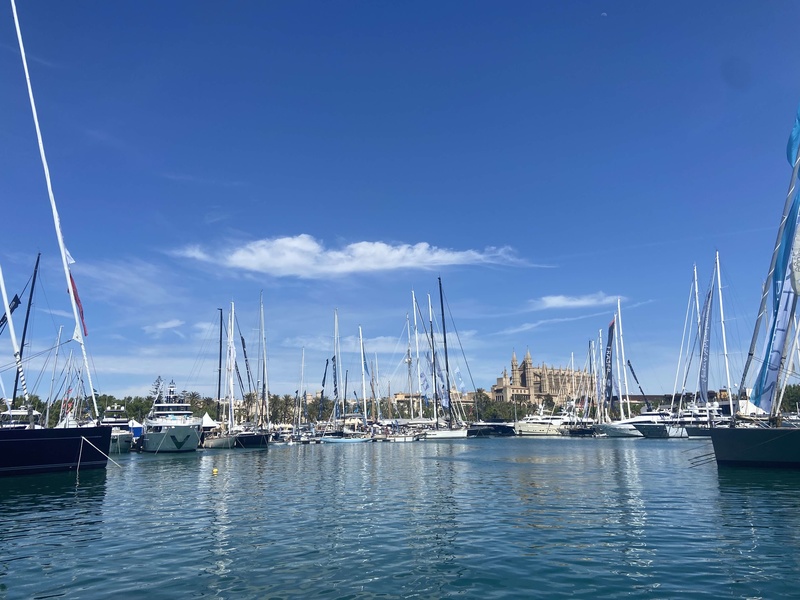 The yachts and the famous Palma Cathedral