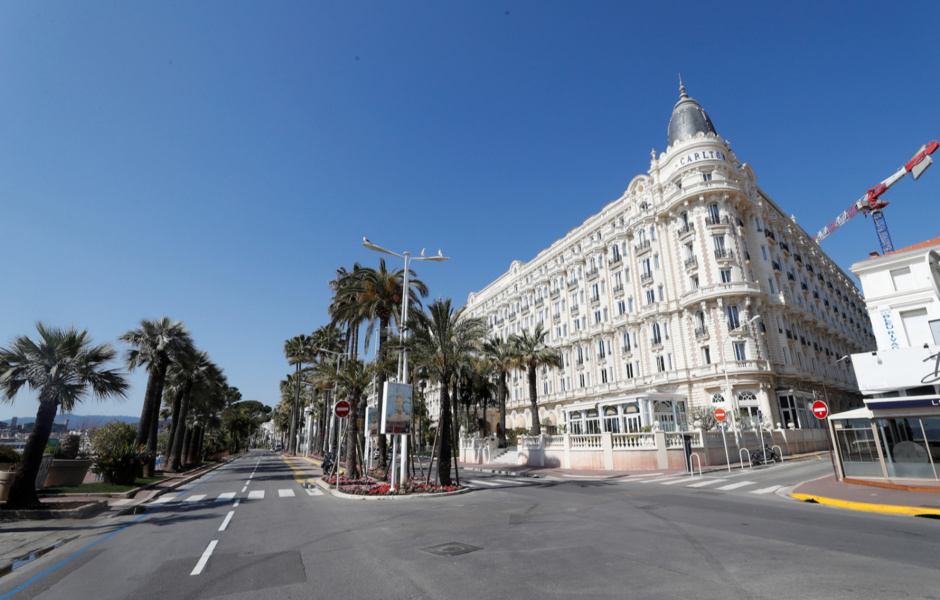 Empty Croisette embankment in Cannes