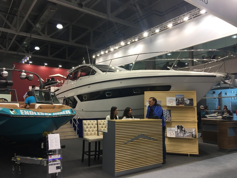 Ultraboats brought the popular Azimut Atlantis 43 to the Moscow Boat Show, the second largest yacht at the show, but she is here to maintain her image rather than hoping to sell it.