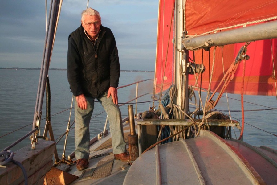 Mike Peyton on his Touchstone reinforced concrete yacht.