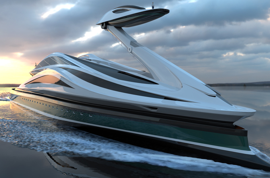 Design studio Lazzarini presented the concept of a mega-yacht swan. 