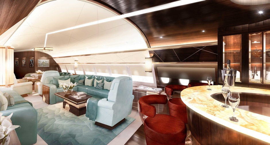 Interiors of Boeing Business Jet Mayfair designed by Vincha Studio 