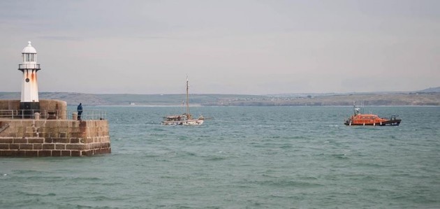 Falmouth Coast Guard tows Nora sailboat to St. Ives.