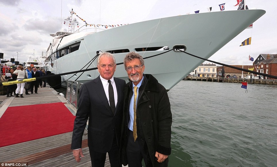 Robert Braithwaite is next to Eddie Jordan, a regular client of the shipyard.