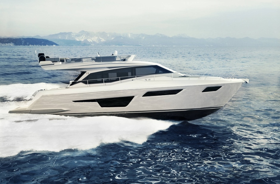 Ferretti will present in Cannes a 15-metre yacht with a «levitation» superstructure. 