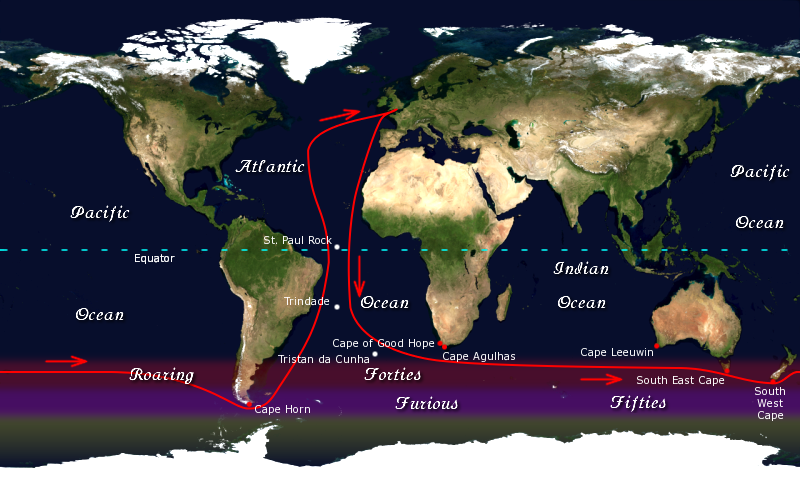 Golden Globe Route: Most of the race takes place in the «roaring forties.»