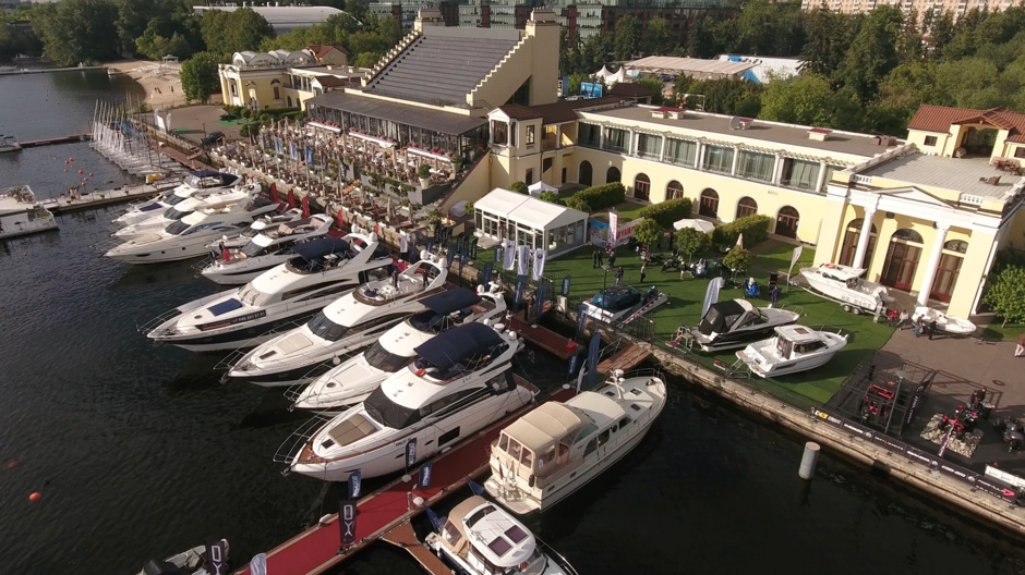 Boat parking in Royal Yacht Club marina, Moscow