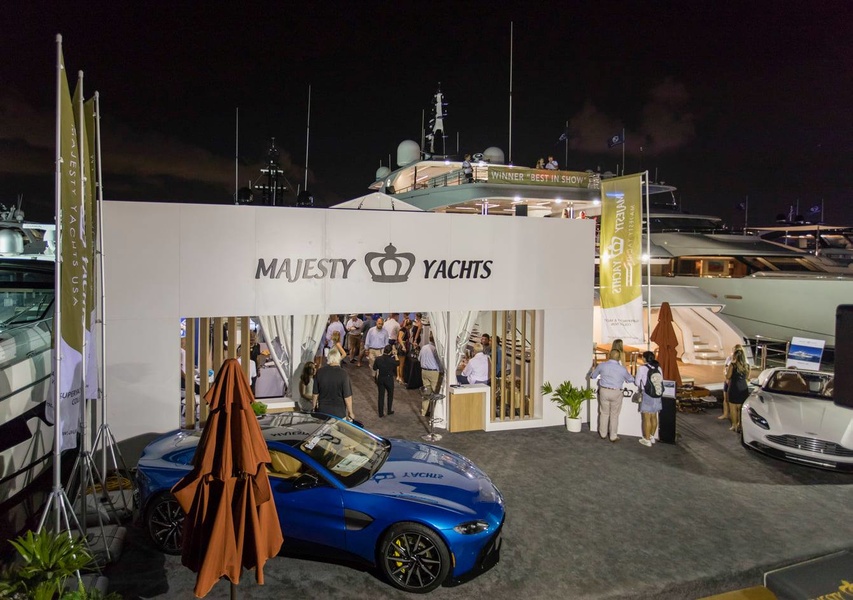 Majesty Yachts' booth in Fort Lauderdale.