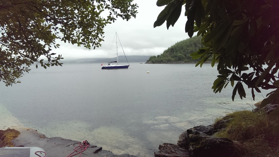 Parking in a Scottish harbor during a day skipper course.