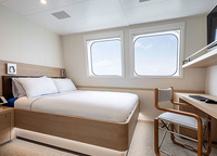The crew of 20 persons is accommodated in double cabins with single beds and in double rooms with one double bed. They all meet the requirements of the International Labour Organization Convention.