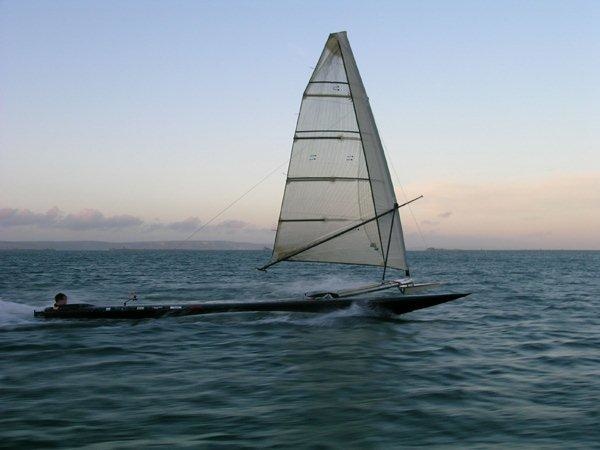 A training flight with a normal sail instead of a wing.