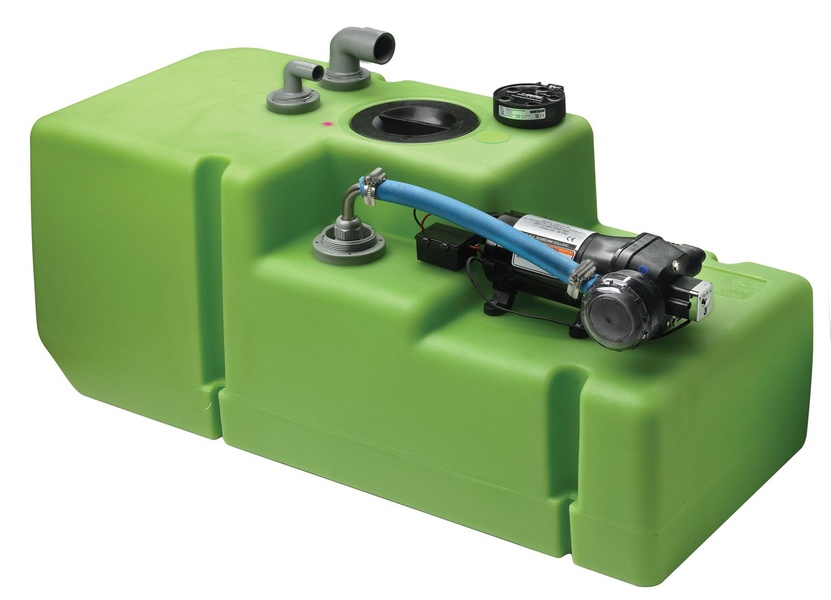 Plastic water tank with integrated pump