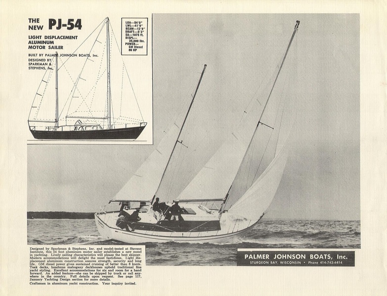 Advertising for a serial 54-foot Palmer Johnson (1964).