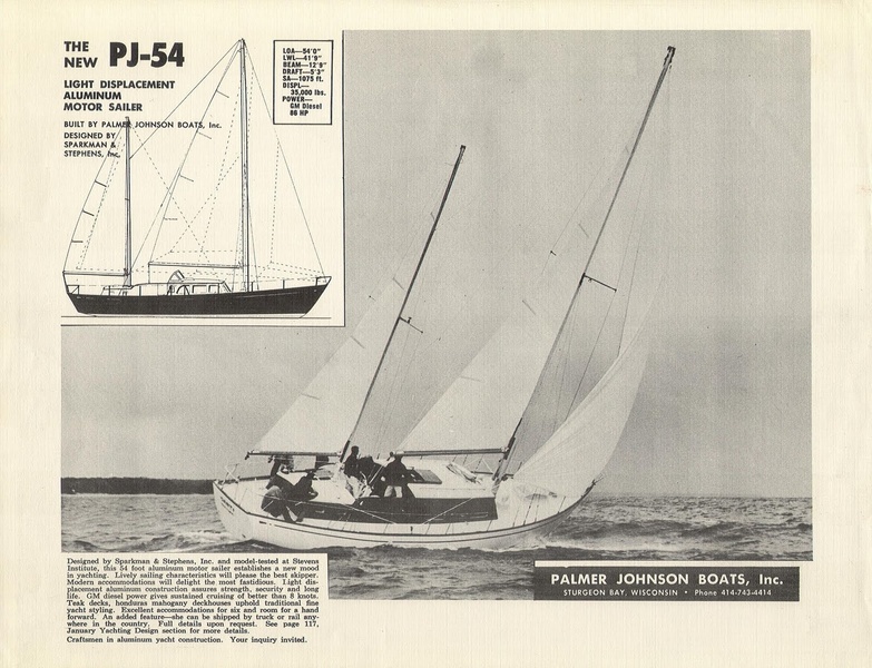 Реклама серийного 54-футовика Palmer Johnson (1964 год)
