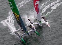 The apogee was the failure of electronics on board the Japanese catamaran neatly before the final match with the Australians. 