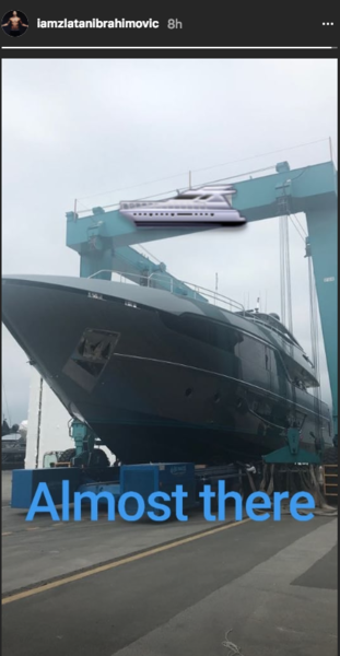 Zlatan Ibrahimovich posted a photo of a 100-foot yacht signed ««Almost there»».