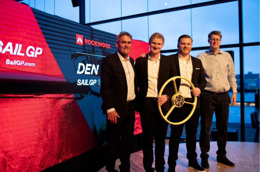 SailGP CEO Russell Coates, Nicholas Sachested, Jonas Høg-Kristensen, Rockwool CEO Jens Birghersson