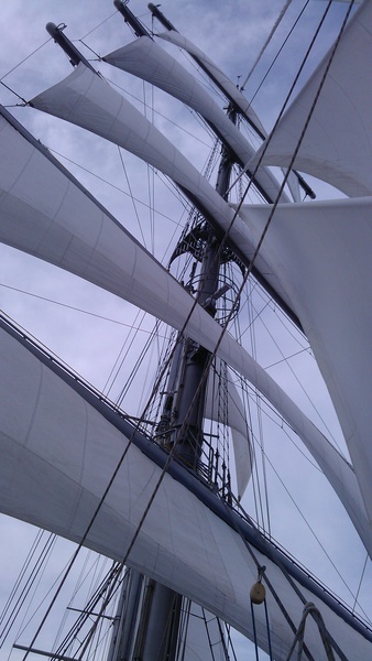 Fock mast in full glory. All sails are set. 