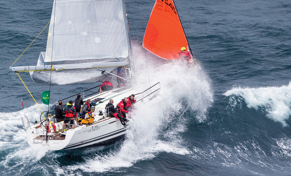 If you've ripped the mainsail like this crew did, but it's still hard for you to handle the yacht, think about going halfway downwind or drifting. Photo by Carlo Borlenghi, Rolex race.