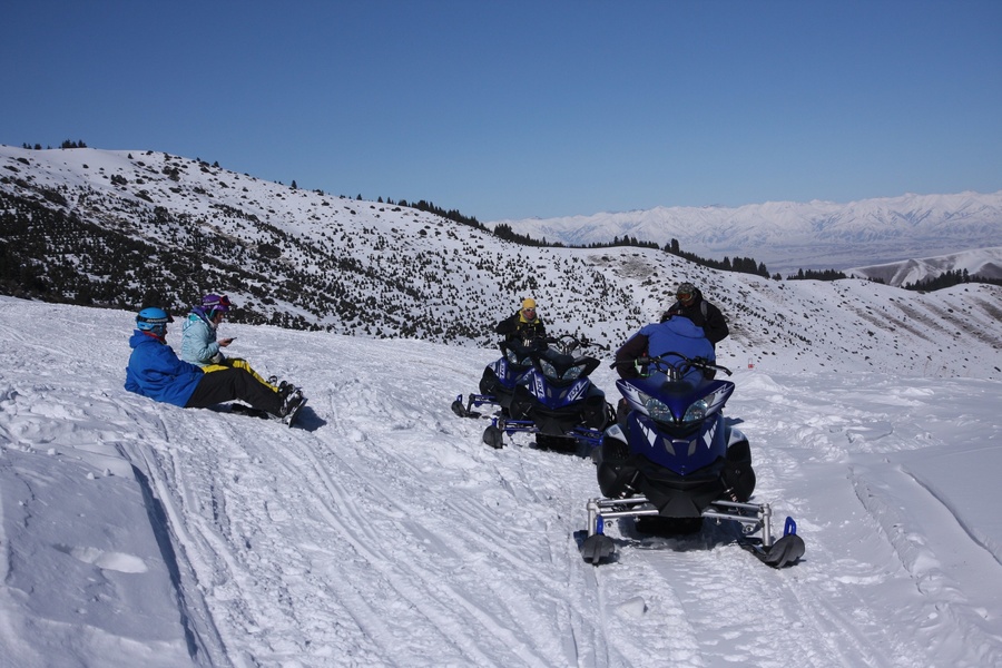 In Kyrgyzstan, snowmobiles can take you to almost untouched routes.