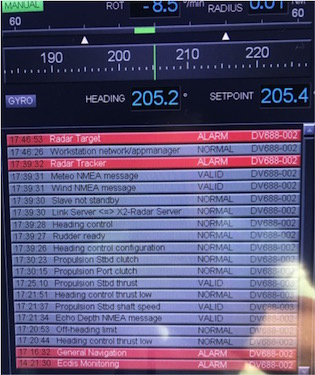 Pictures from the control station during the thruster failure.