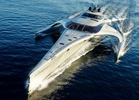 The hull, made of Kevlar and «sandwich»glass, is only 20% submerged in water, which significantly reduces resistance, and thus does not dampen speed. By the way, the yacht is able to develop an enviable 23 knots.