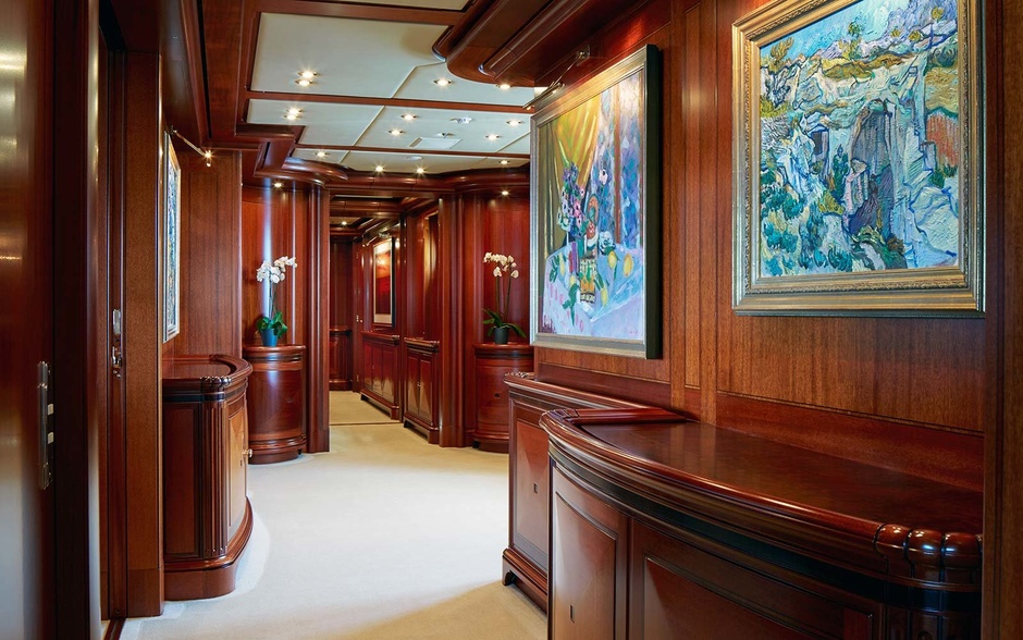Paintings on Athena, one of the five largest sailing yachts in the world, owned by Netscape founder Jim Clarke. Photo: David Churchill/Courtesy of Burgess 