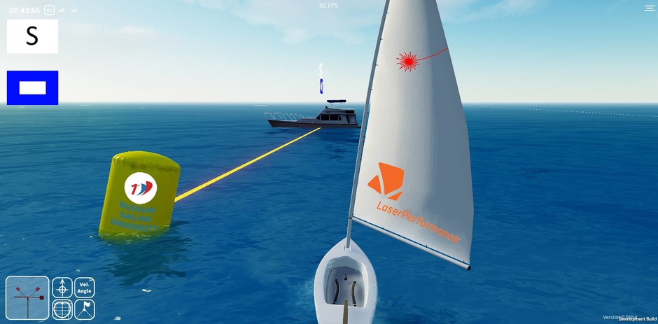 Online simulator e-sailing. Screenshot of Russian Sailing University