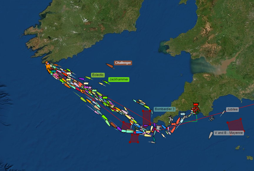The flow of Rolex Fastnet Race participants crosses the Irish Sea in both directions