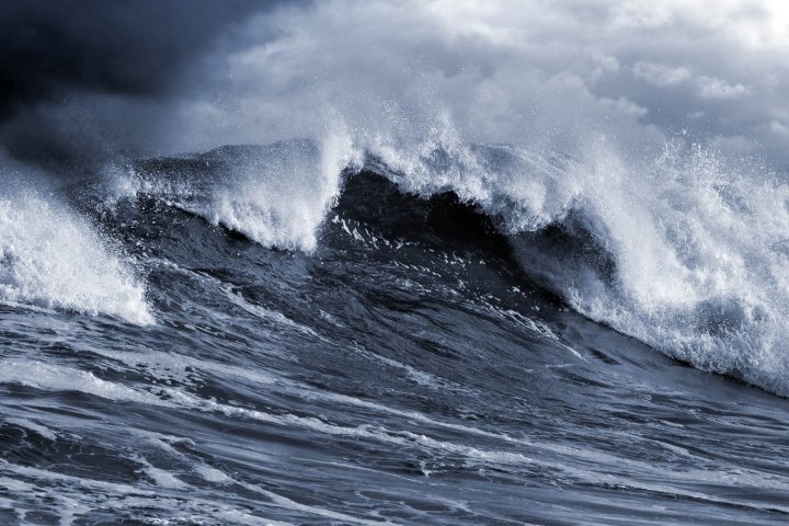 The waves were reportedly up to 10 metres high during the terrible storm.