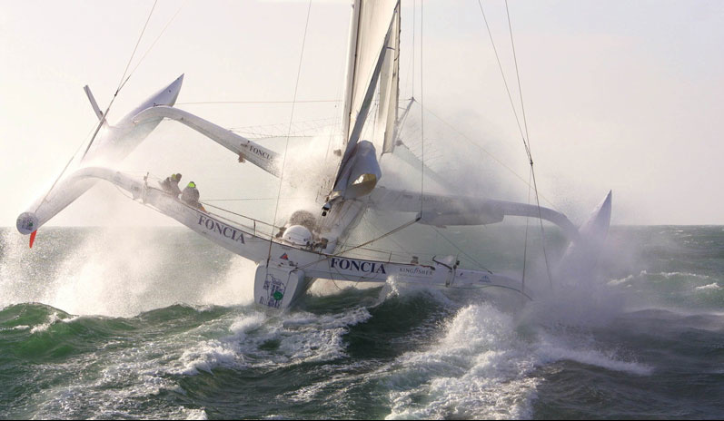 A training trip to the Foncia trimaran off the coast of France nearly ended in disaster.