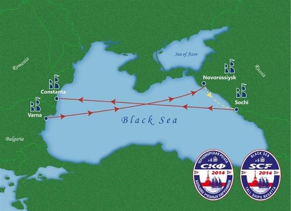 The regatta route goes through Varna (Bulgaria), Novorossiysk, Sochi, Constanta (Romania).