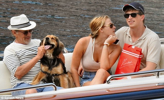 Stephen Spielberg and his family on a walk in Italy