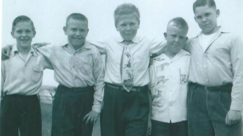 Richard Carr (far left) with friends in New York State, early 1950s.